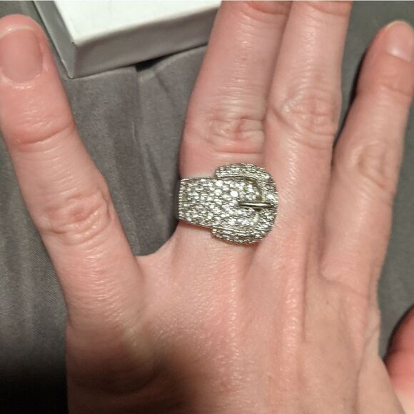 Sterling Silver CZ buckle ring - Picture 3 of 6